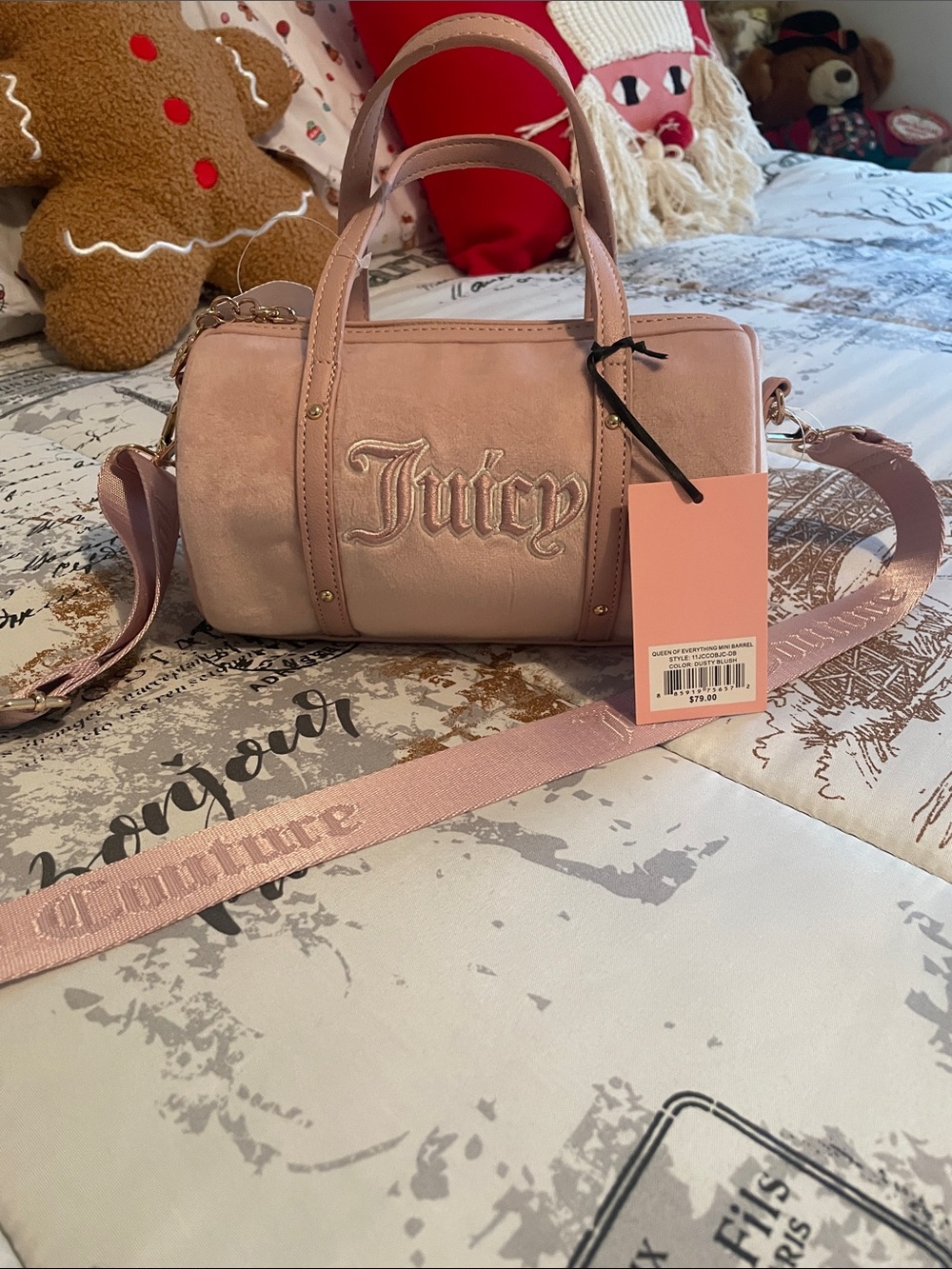 Juicy Couture Blush Pink Barrel Mini Satchel with Detachable Strap New with tag